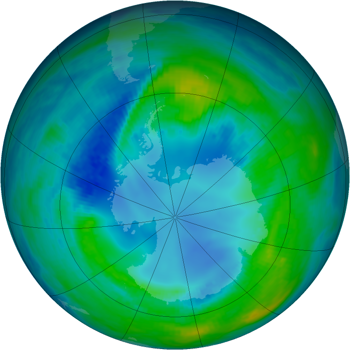 Antarctic ozone map for 28 April 1990